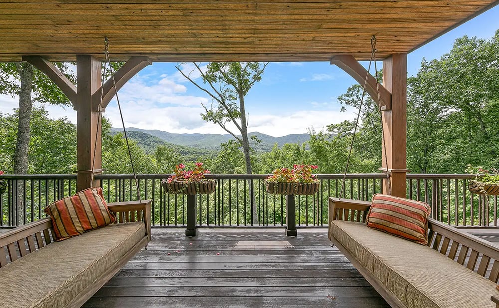 deck overlooking the mountains